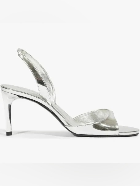 Schutz Scarlett Silver Slingback Mid-Heel Sandal Size 8.5